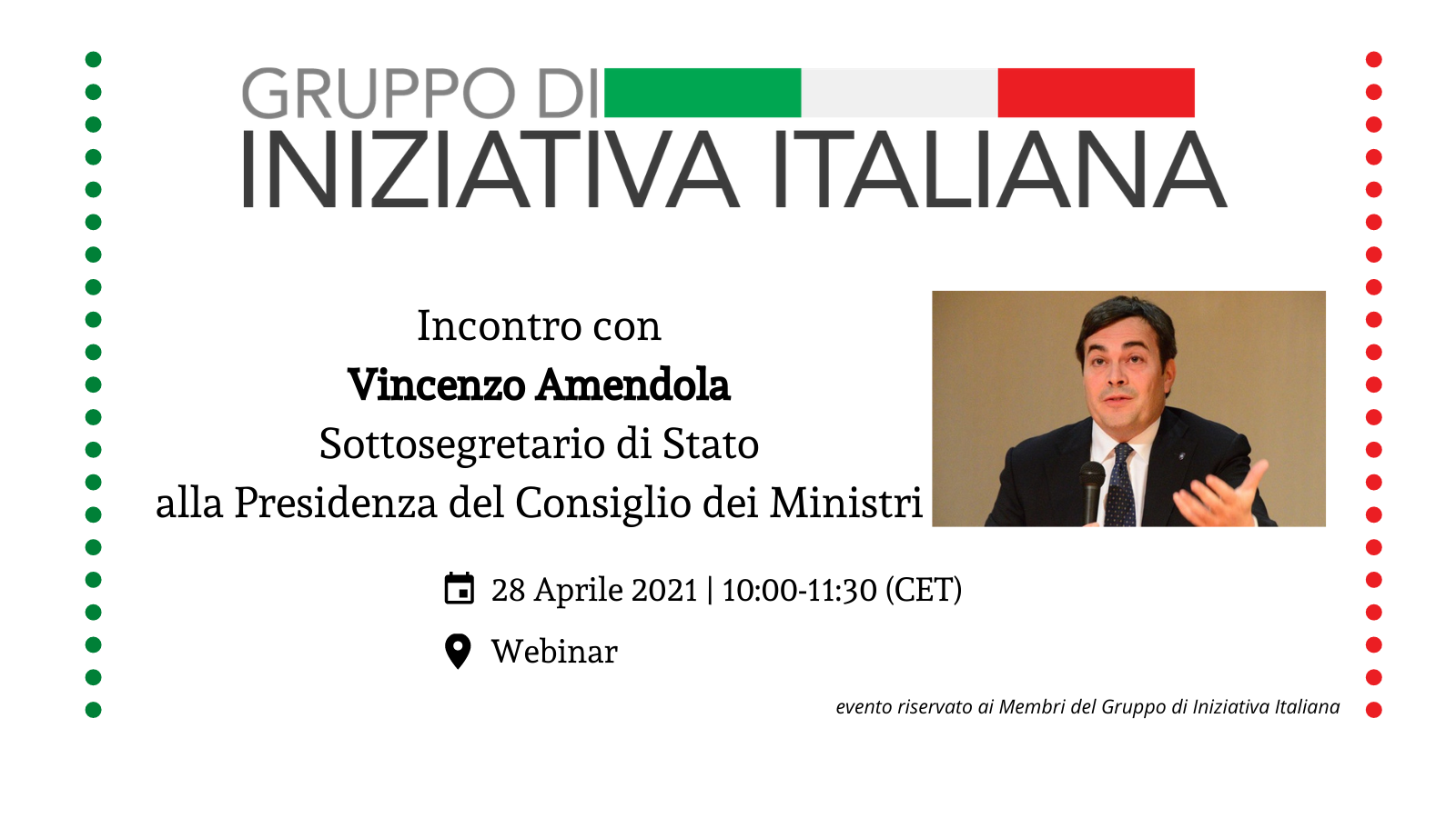 Incontro con Vincenzo Amendola| Sottosegretario di Stato alla Presidenza del Consiglio dei Ministri