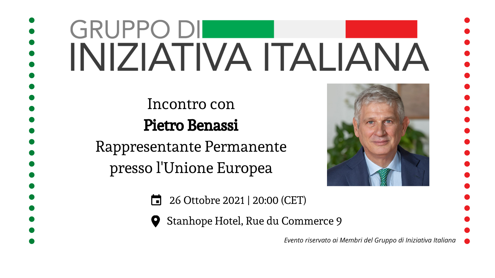 Incontro con Pietro Benassi | Rappresentante Permanente presso l’Unione Europea