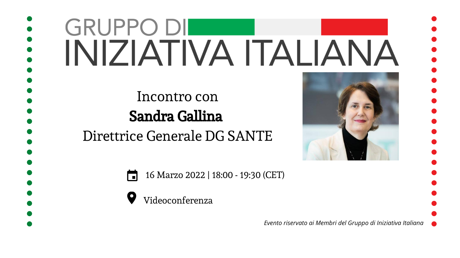 Incontro con Sandra Gallina | Director-General DG SANTE della Commissione Europea