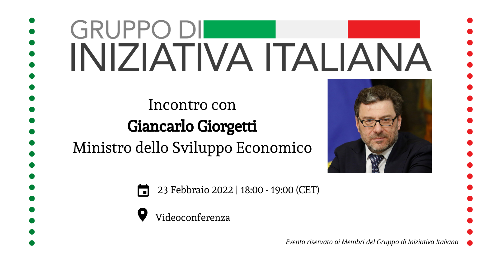 Incontro con Giancarlo Giorgetti | Ministro dello Sviluppo Economico