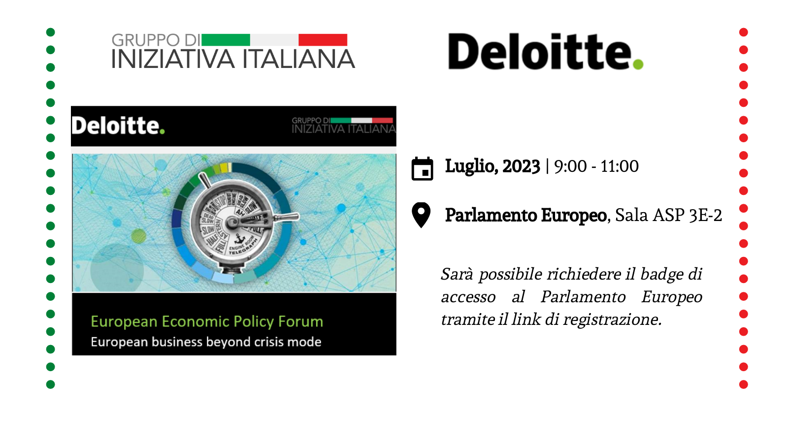 Deloitte – GII | Forum europeo di politica economica – IV edizione – 6 luglio 2023 (09:00-11:00)