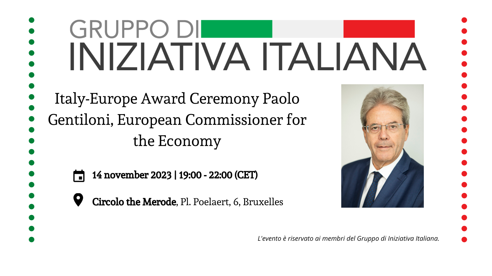 Italy-Europe Award Ceremony Paolo Gentiloni, European Commissioner for the Economy