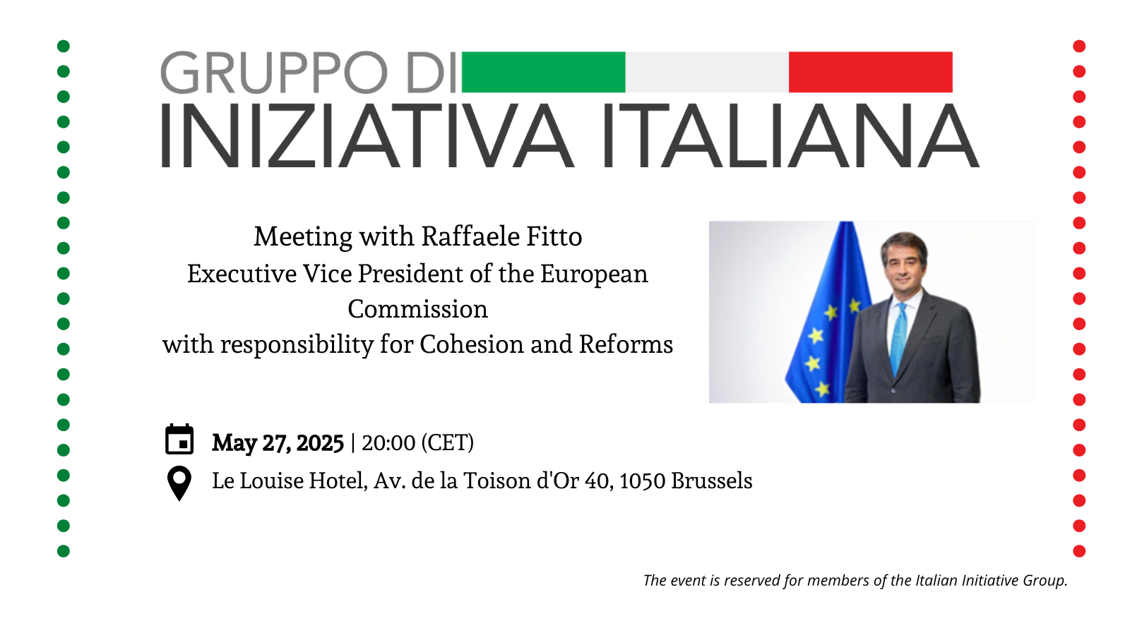 Meeting with Raffele Fitto | Executive Vice President of the European Commission with responsibility for Cohesion and Reforms