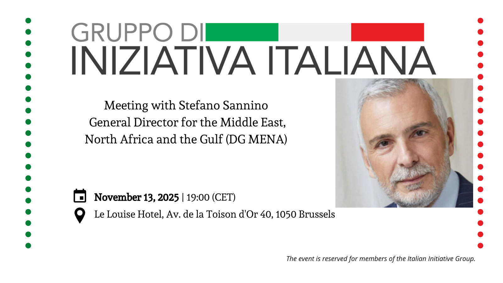 Meeting with Stefano Sannino | Director General for the Middle East, North Africa, and the Gulf (DG MENA)