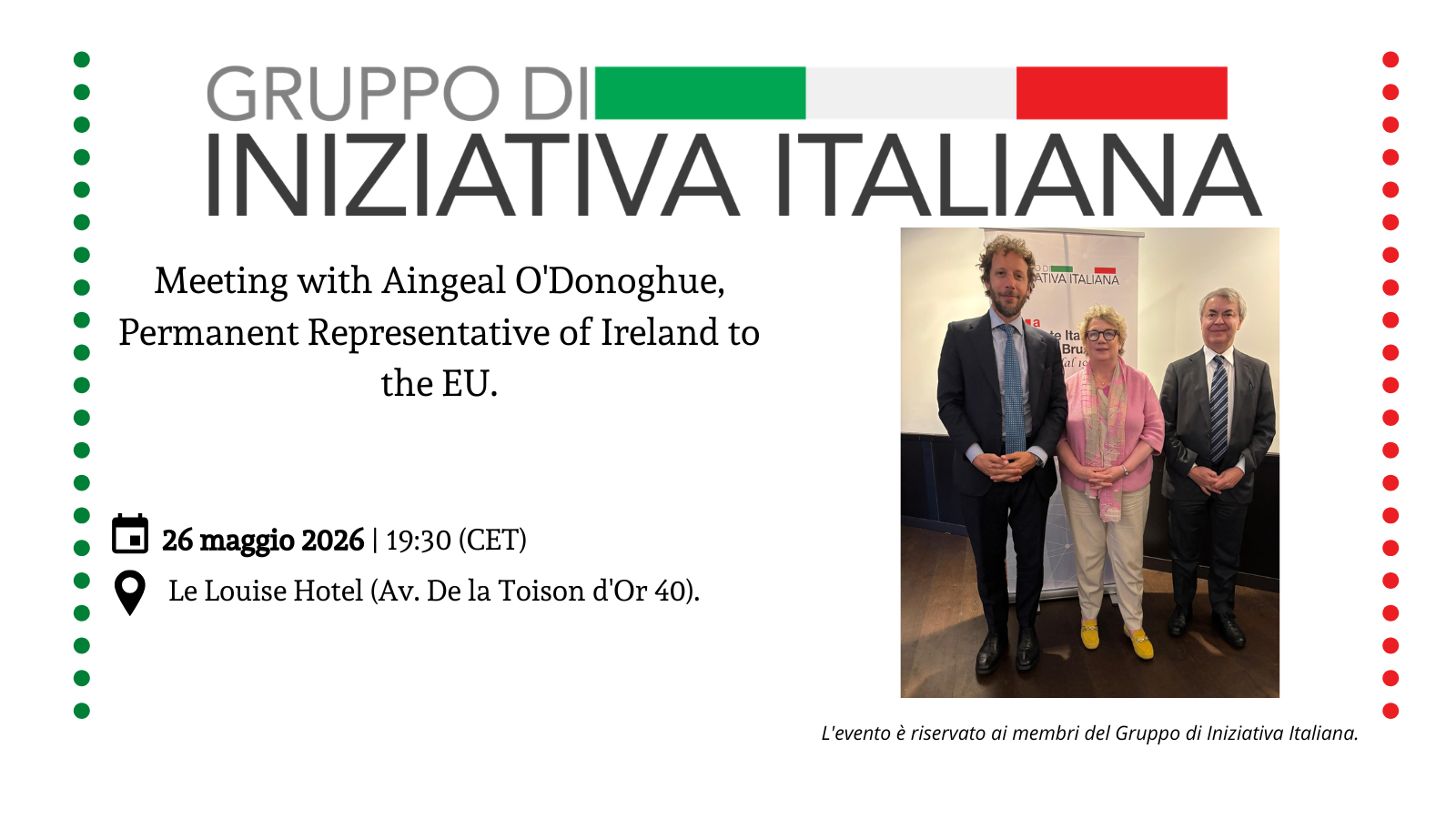 Meeting with Ambassador Aingeal O’Donoghue, Permanent Representative of Ireland to the EU